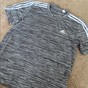 Gray and White Striped Adidas Shirt
